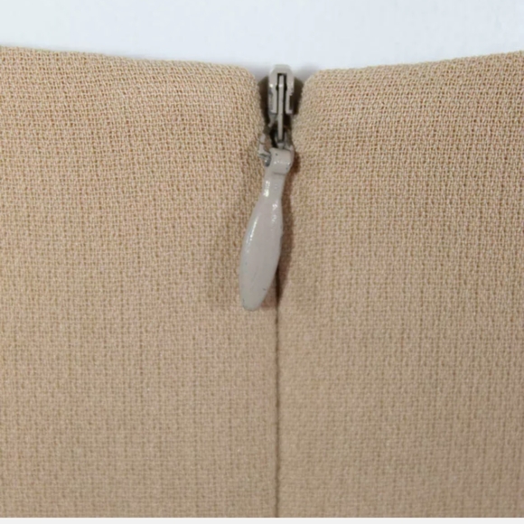 BCBGMAXAZRIA WOMENS SLEEVELESS SOLID PRINT HIGH NECK A LINE DRESS TAN SIZE 0 - Picture 4 of 7